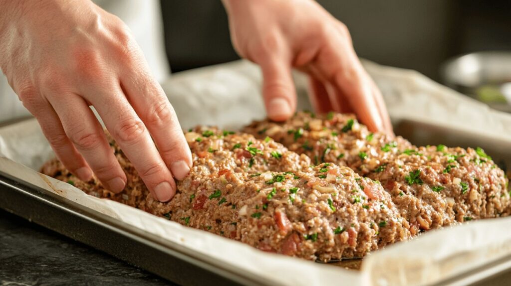 Shaping the Cracker Barrel Meatloaf Mixture