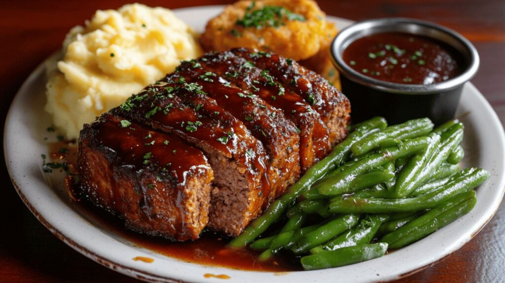 Cracker Barrel Meatloaf with Glaze and Sides