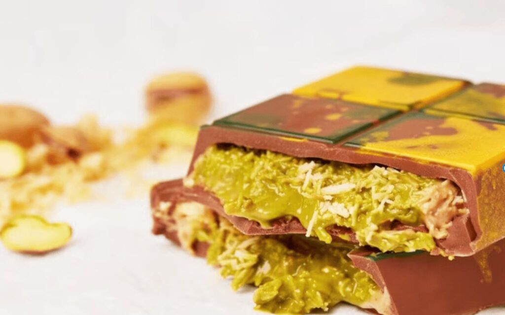 Luxurious Dubai Chocolate Bar with Gold Accents