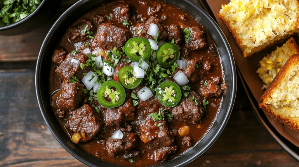 Authentic Texas Chili Served with Cornbread
