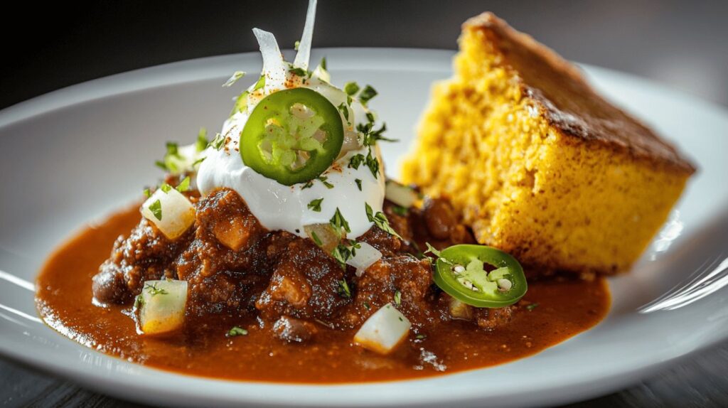 Texas Chili Served with Cornbread