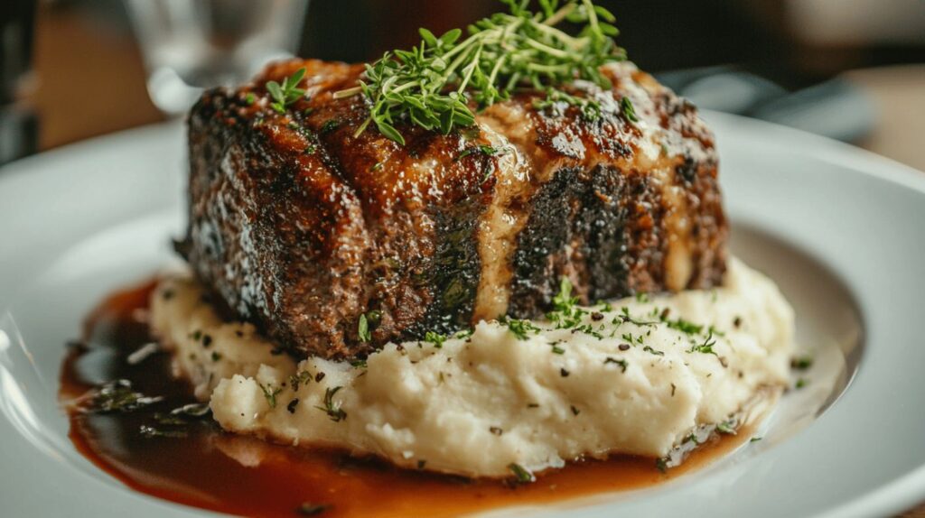 Perfectly Cooked Meatloaf with Garnishes