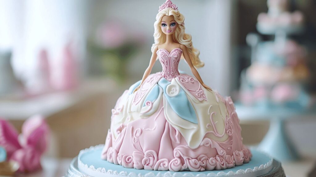 Stunning Barbie Cake with Pastel Fondant and Edible Decorations