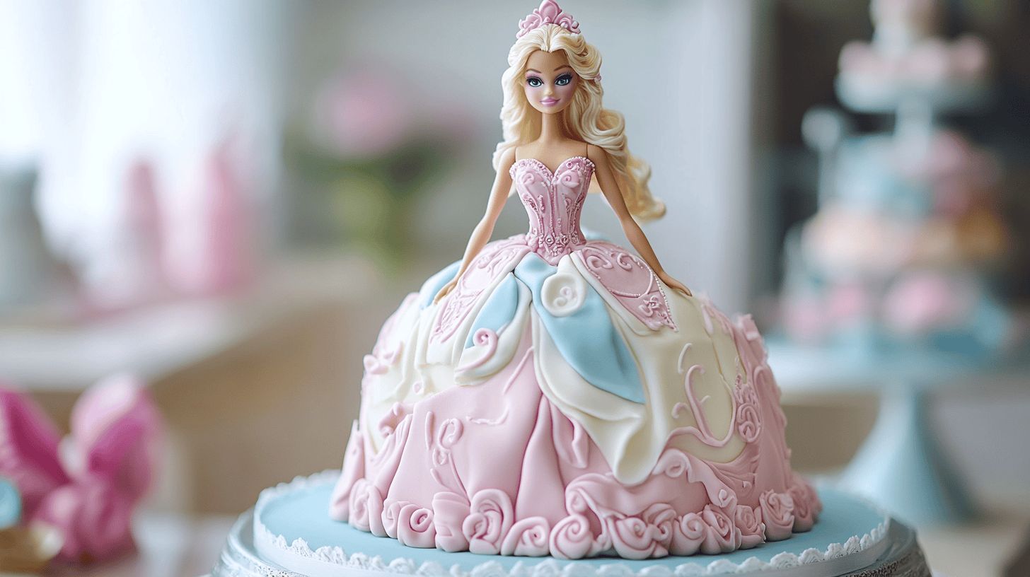 Stunning Barbie Cake with Pastel Fondant and Edible Decorations